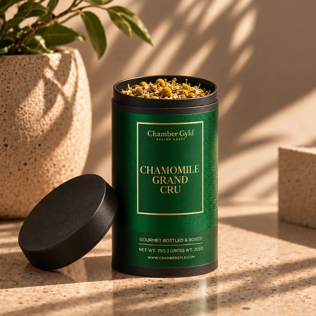 Luxury Chamomile Tea Still Life.webp