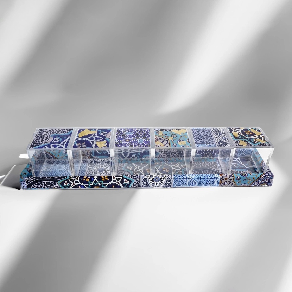 DECOUPAGE TRAY WITH 6 PLEXI BOXES