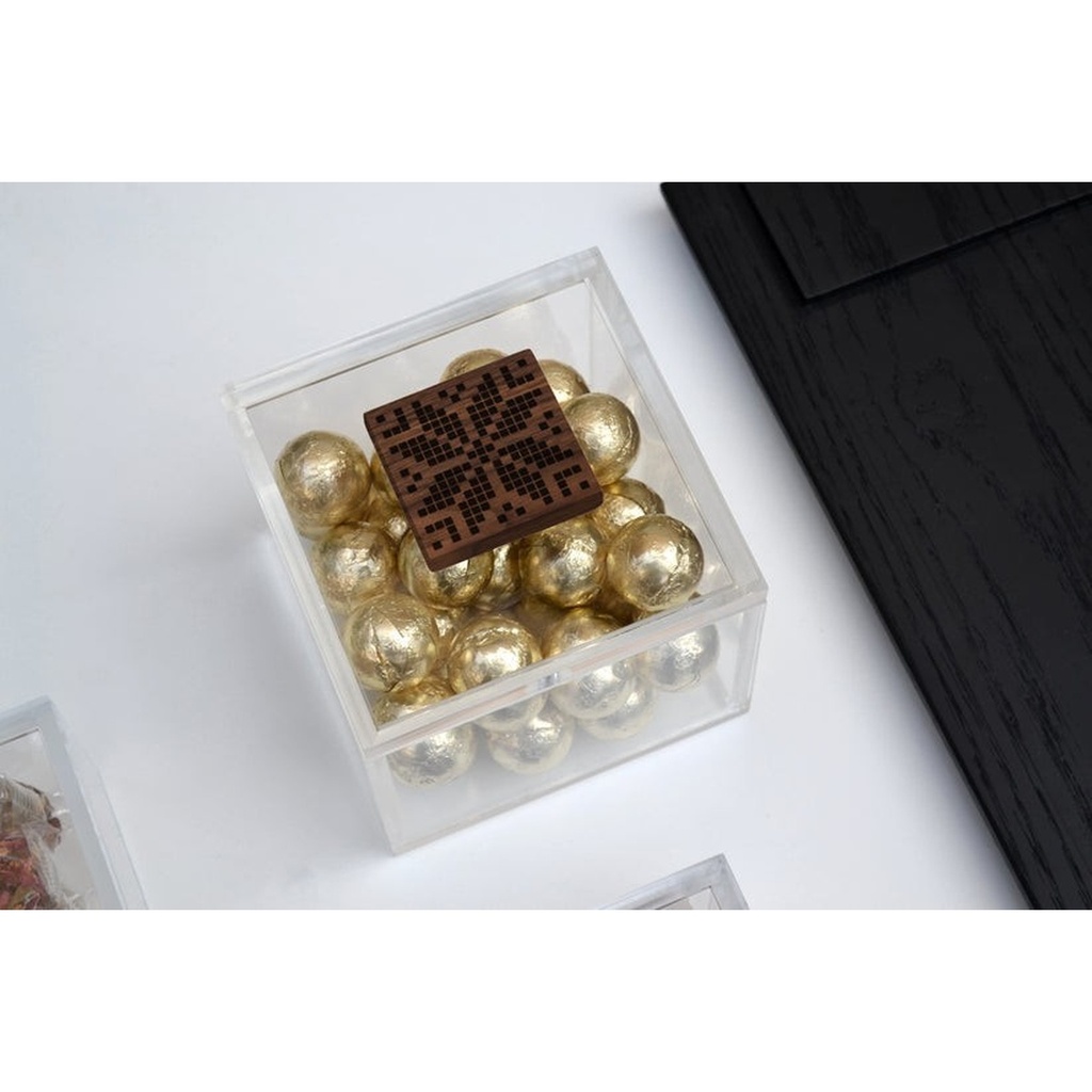 ENGRAVED WOOD HANDLE SWEET BOX (12CM X 12CM)