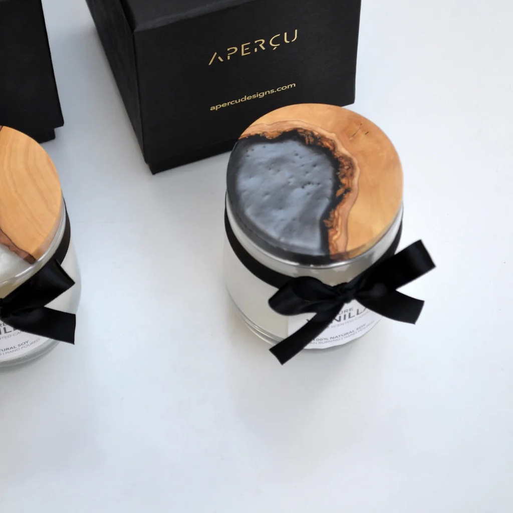 SMALL CANDLE WOOD & RESIN COVER